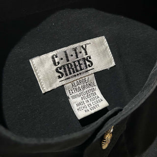 90's～ CITY STREETS スタンドカラー 比翼 L/Sシャツ(ブラック)