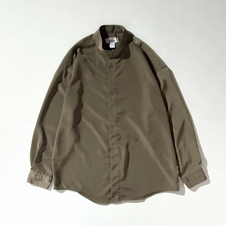 90's～ CITY STREETS スタンドカラー 比翼 L/Sシャツ(カーキ)