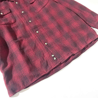 90's～ Eddie Bauer オンブレチェック オープンカラー ウール L/Sシャツ