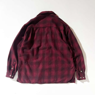 90's～ Eddie Bauer オンブレチェック オープンカラー ウール L/Sシャツ