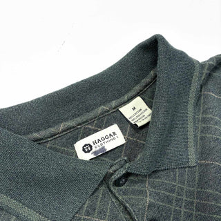 90's～ HAGGAR チェック L/S ニットポロシャツ