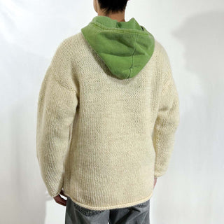 90's～ "HAND KNIT" ウール ロールネック ニット セーター