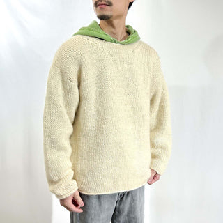 90's～ "HAND KNIT" ウール ロールネック ニット セーター