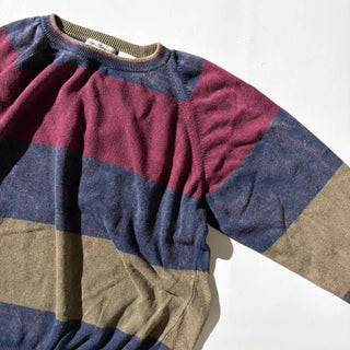 90's～ "MADE IN ITALY" NormThompson コットン 太ボーダー ニット セーター(マルチカラー)