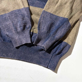 90's～ "MADE IN ITALY" NormThompson コットン 太ボーダー ニット セーター(マルチカラー)