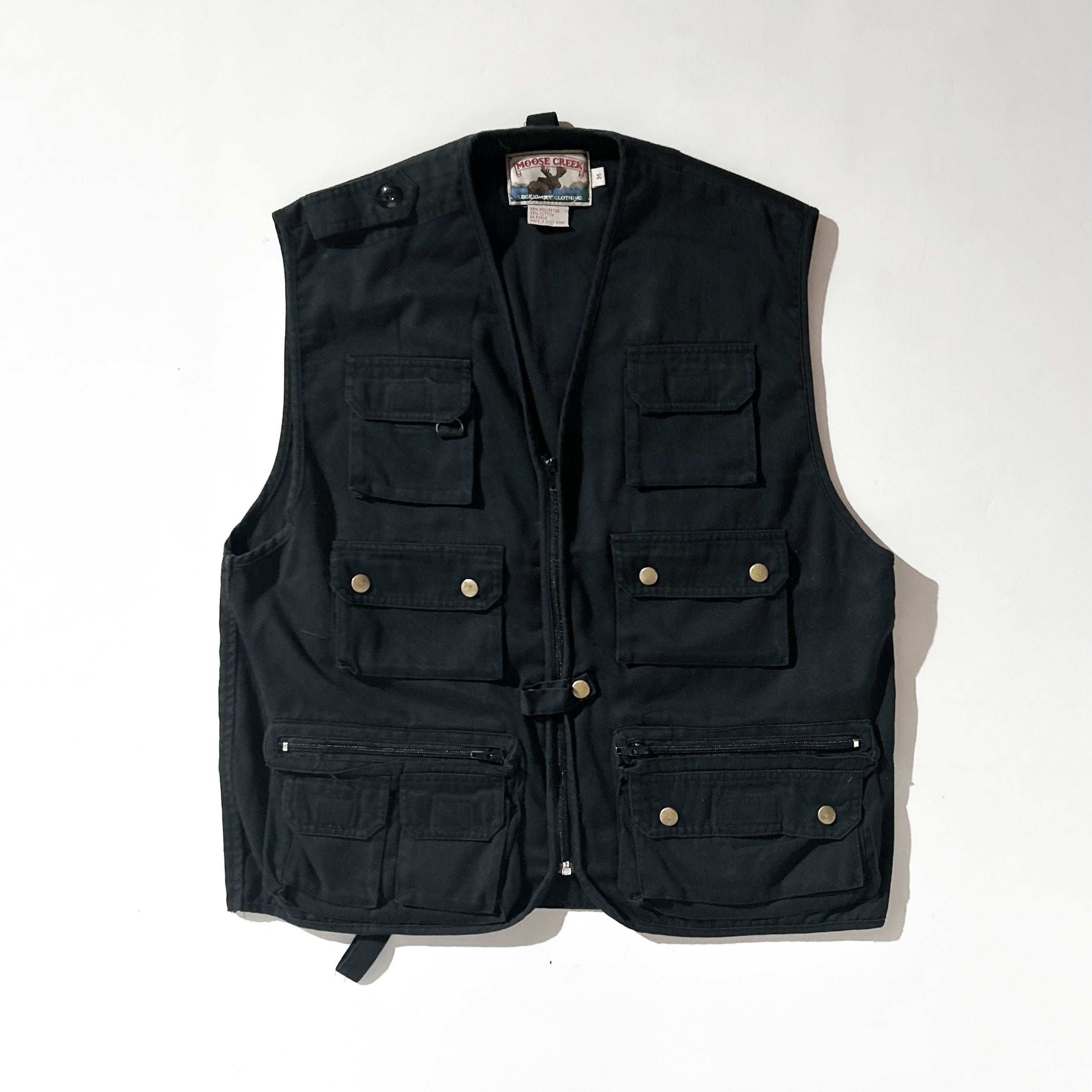 【古着ヴィンテージ】GIVERNY マルチポケット黒レザーベストハンティング L 古着】90s vintage giverny レザー ハンティング ベスト ジャケット