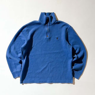 90's～ OLD RALPH LAUREN ハーフジップ ニット セーター ニットソー(スカイブルー)
