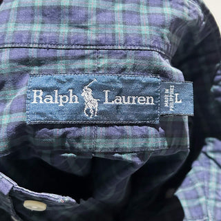 90's～ OLD RALPH LAUREN "MCMEEL" チェック ブロードクロス マチ付 ３点留め ボタンダウン L/Sシャツ