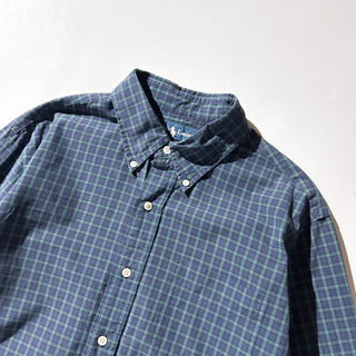 90's～ OLD RALPH LAUREN "MCMEEL" チェック ブロードクロス マチ付 ３点留め ボタンダウン L/Sシャツ