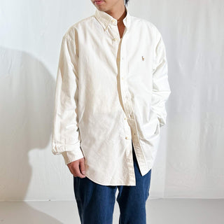90's～ OLD Ralph Lauren "YARMOUTH" ホワイト オックスフォード ボタンダウン L/Sシャツ