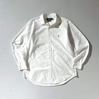 90's～ OLD Ralph Lauren "YARMOUTH" ホワイト オックスフォード ボタンダウン L/Sシャツ