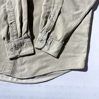 90's～ PERRY ELLIS コットン コーデュロイ L/Sシャツ(ベージュ)