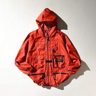 90's～ POLO JEANS COMPANY RALPH LAUREN オレンジ フーデッド マルチポケット ナイロン シェル ジャケット