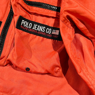90's～ POLO JEANS COMPANY RALPH LAUREN オレンジ フーデッド マルチポケット ナイロン シェル ジャケット