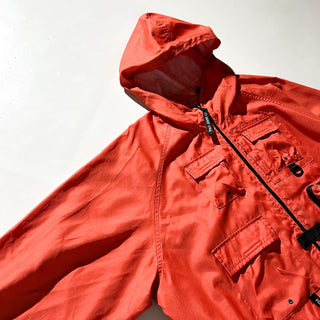 90's～ POLO JEANS COMPANY RALPH LAUREN オレンジ フーデッド マルチポケット ナイロン シェル ジャケット