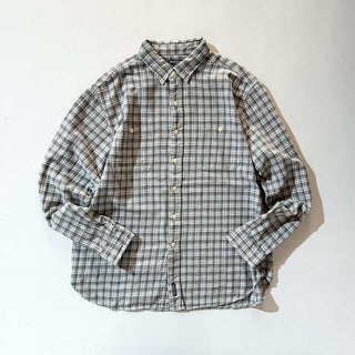 90's～ POLO SPORT ralph lauren ブラック×ホワイト チェック レギュラーカラー L/Sネルシャツ