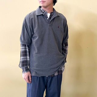 90's～ Ralph Lauren S/Sポロシャツ(グレー)