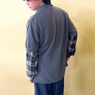 90's～ Ralph Lauren S/Sポロシャツ(グレー)