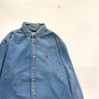 90's～ Ralph Lauren ボタンダウン デニム L/Sシャツ