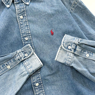 90's～ Ralph Lauren ボタンダウン デニム L/Sシャツ