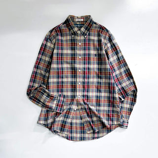 90's～ Ralph Lauren "woven in india" インドマドラス チェック ボタンダウン L/Sシャツ