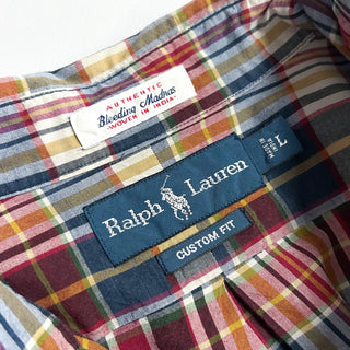 90's～ Ralph Lauren "woven in india" インドマドラス チェック ボタンダウン L/Sシャツ