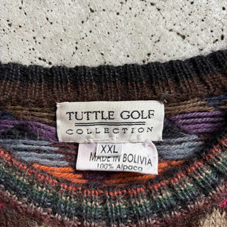 90's〜 TUTTLE GOLF 総柄 アルパカ ニットセーター