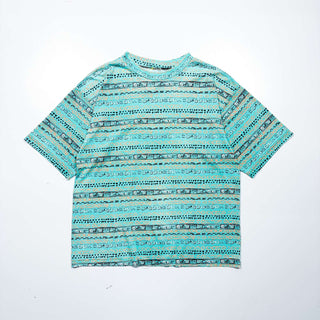 90's ネイティブボーダー プリントTシャツ