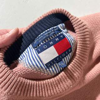 90's～ Tommy Hilfiger サーモンピンク 両V ワンポイント ニット セーター