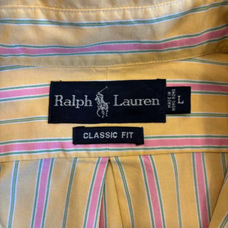 90's～  Ralph Lauren "classic fit" ストライプ ボタンダウン L/Sシャツ