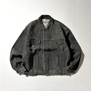 90's～ "made in ITALY" 先染め ブラック デニム ジャケット