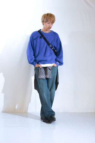 80's "made in ITALY" アクリル×ウール 短丈 ニット セーター