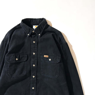 90's～ "made in USA" Carhartt ブラックデニム L/Sシャツ