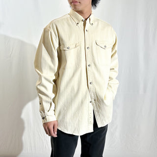 90's～ "made in USA" PERRY ELLIS AMERICA オフホワイト ボタンダウン L/Sシャツ