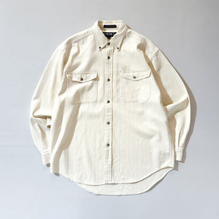 90's～ "made in USA" PERRY ELLIS AMERICA オフホワイト ボタンダウン L/Sシャツ