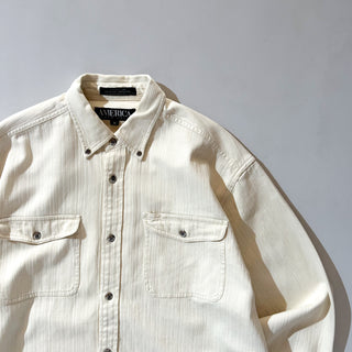 90's～ "made in USA" PERRY ELLIS AMERICA オフホワイト ボタンダウン L/Sシャツ