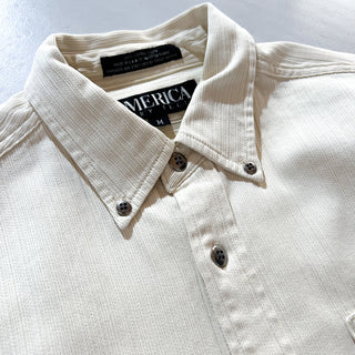 90's～ "made in USA" PERRY ELLIS AMERICA オフホワイト ボタンダウン L/Sシャツ