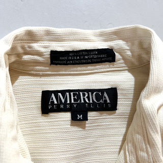 90's～ "made in USA" PERRY ELLIS AMERICA オフホワイト ボタンダウン L/Sシャツ