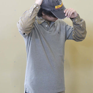 90's～ "made in USA" Ralph Lauren メランジ S/Sポロシャツ(オリーブ)