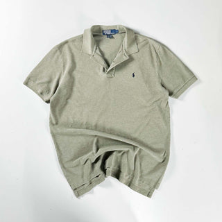 90's～ "made in USA" Ralph Lauren メランジ S/Sポロシャツ(オリーブ)