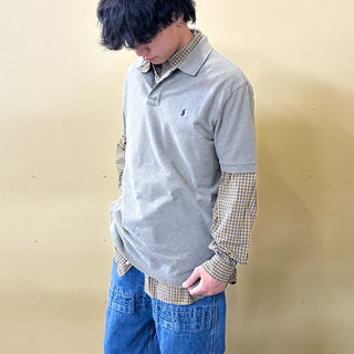 90's～ "made in USA" Ralph Lauren メランジ S/Sポロシャツ(オリーブ)