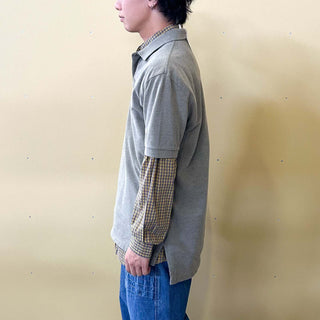 90's～ "made in USA" Ralph Lauren メランジ S/Sポロシャツ(オリーブ)