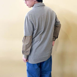 90's～ "made in USA" Ralph Lauren メランジ S/Sポロシャツ(オリーブ)