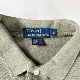 90's～ "made in USA" Ralph Lauren メランジ S/Sポロシャツ(オリーブ)