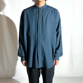 90's～ pavo レーヨン混 スタンドカラー 比翼 L/Sシャツ