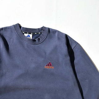 90's adidas "極太アーム" パフォーマンスロゴ ワンポイント スウェット シャツ