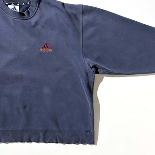 90's adidas "極太アーム" パフォーマンスロゴ ワンポイント スウェット シャツ