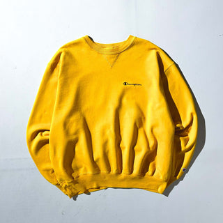 90's champion ワンポイント スウェット シャツ(イエロー)