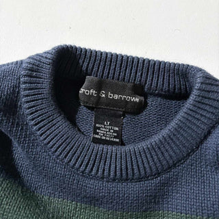 00's croft & barrow コットン 太ボーダー ニット セーター(ネイビー×グリーン)