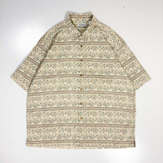 90's "made in CANADA" L.L.Bean ボタニカルパターン s/sシャツ